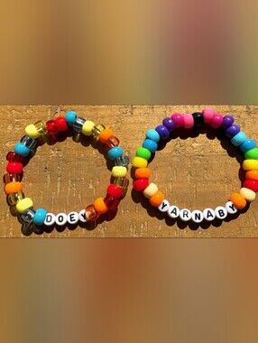 Poppy Playtime 4 'Doey' and 'Yarnaby' Set Of 2 Handmade Beaded Kandi Bracelets